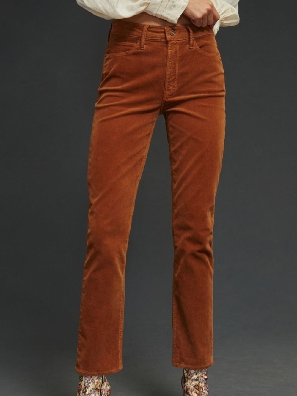 Mother The Mid Rise Dazzler Ankle Hopscotch Brown Corduroy Pants Women’s Size 27